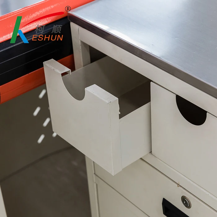 Checkout Counter Supermarket Cashier Table Checkout Counter Quick Checkout Stainless Steel Surface