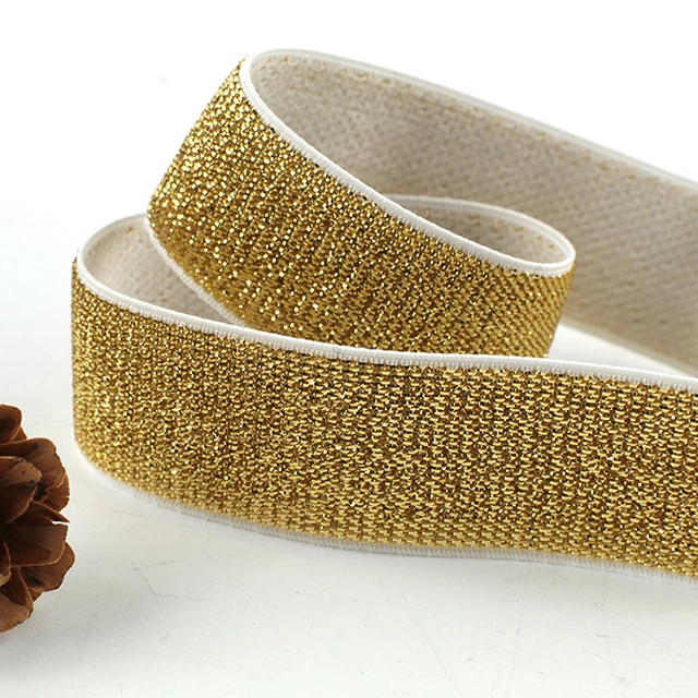 Factory 1-5 cm Soft Gold Silver Metallic Glitter Shiny Jacquard Waistband Elastic Band For Underwear Pants Accessories