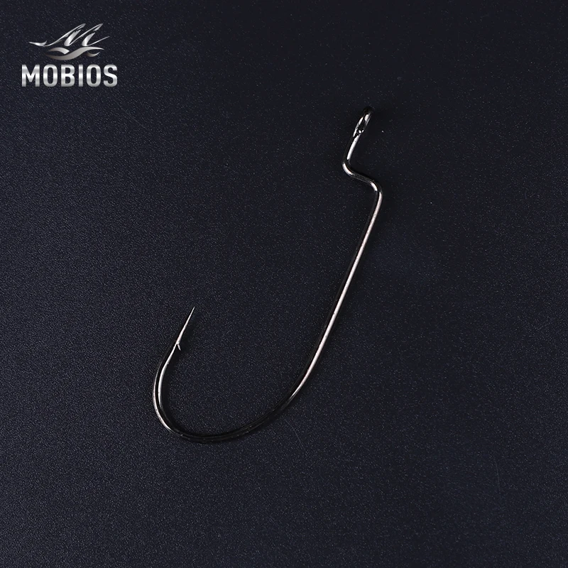 MOBIOS 1/0# - 5/0# Quality Shaughnessy Worm Fishing Hooks Rustproof Carbon Steel Hokk HW408