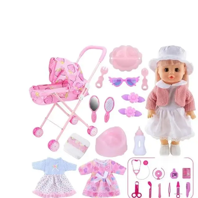 Online 12-Inch Soft Toy Reborn Girl Suit Doll Set Accessorized Kids Plastic Baby Dolls for Children Girls Toys