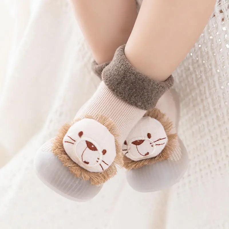 Pink Little Dragon Walking Shoes Preschool Soft Sole Anti slip Socks Cute Thickened Floor Socks