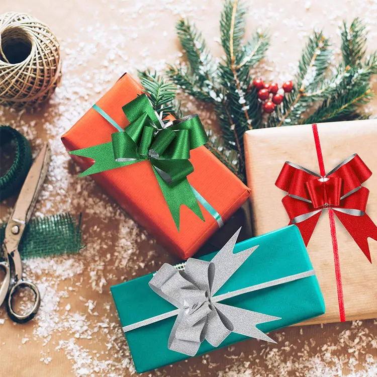Large Random Color Gift Wrapping Bow Butterfly Knot Pull Bow Ribbon For Christmas Present Basket Gift Wrapping Decorative
