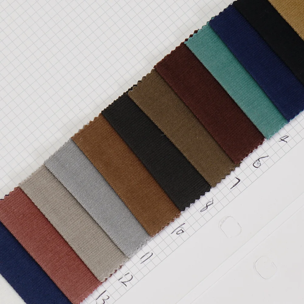 
Wholesale thin cotton spandex 28 wales corduroy fabric for clothing 