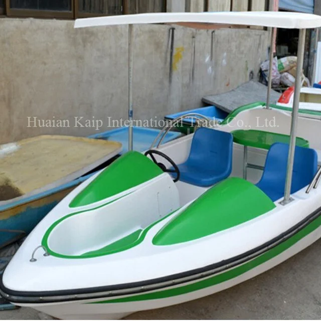 Direct sale 500w electric fiberglass and stainless steel boat battery fiberglass boat with safety fence for kids play