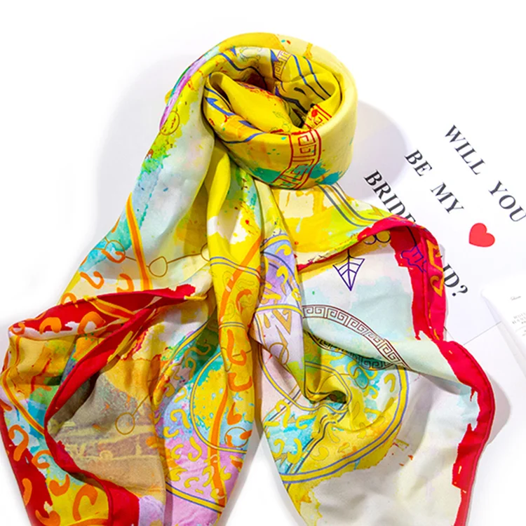 Printed Shawl  Silk Multifunction Floral Print Chiffon Hijab Scarf 2021 Fabric Handbag Jersey Long Silk Scarf Printing