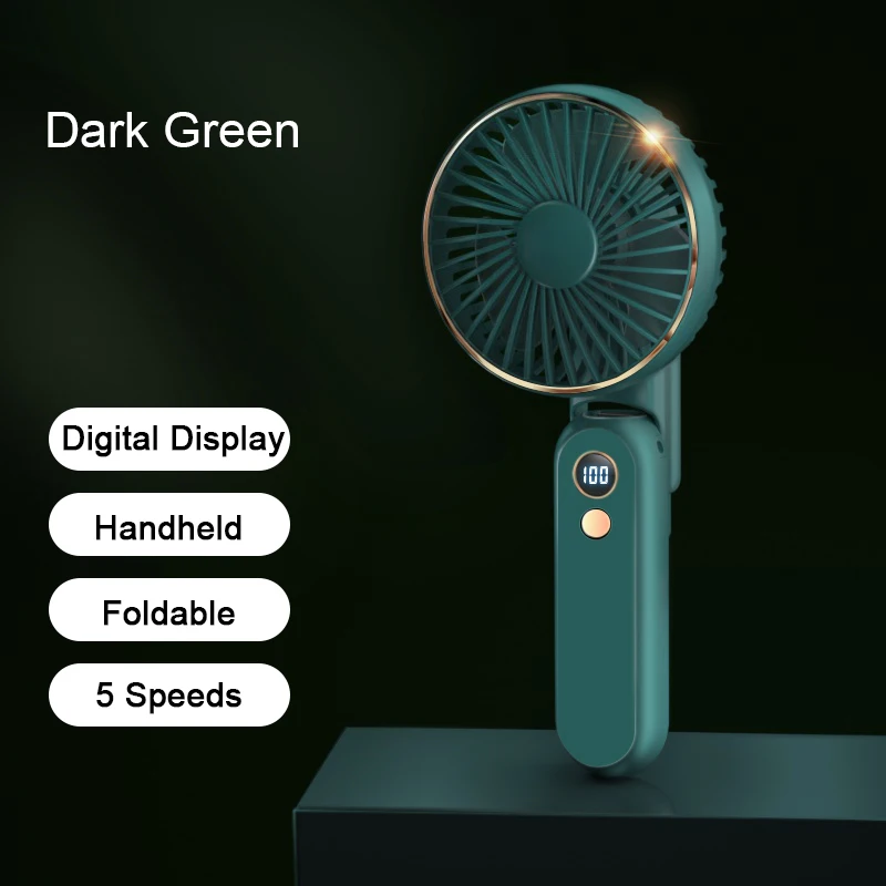 Rechargeable USB Mini Fan Foldable Desk Handheld Fan Portable Mini Fan with Power Bank LED Digital Screen