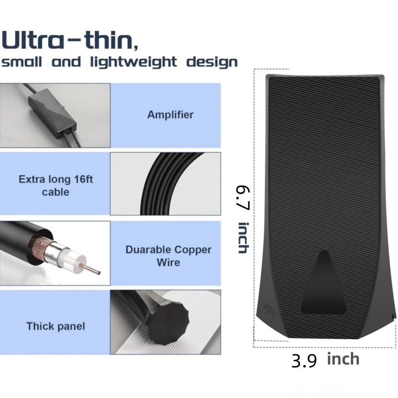 2024  New Private Model HDTV Antenna DVB-T2 Digital TV Antenna Amplifier VHF SMA 5m Aluminium Indoor Outdoor Use