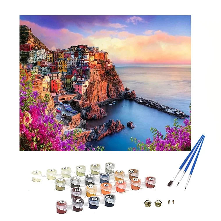 wholesale new DIY digital painting by numbers scenery landscape modern oil paint by numbers for adults