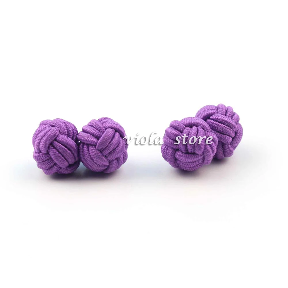 Solid Colorful Stretch Rope Silk Knot Cufflinks Hand-Woven Simple Navy Pink Cuffs Men Bar Party Club Daily Sleeve Accessory Gift