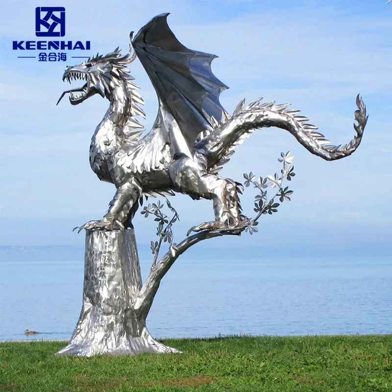 Keenhai Outdoor Garden Modern Stainless Steel Dragon Sculpture