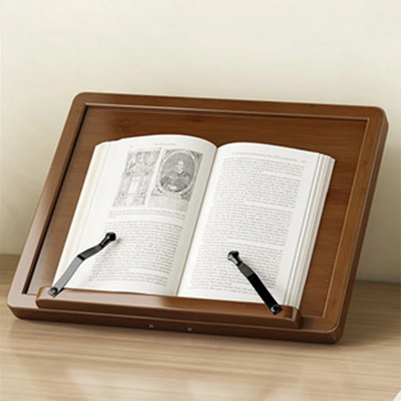 Portable Sturdy Lightweight Natural Bamboo Book Stand With Adjustable Book Holder Tray