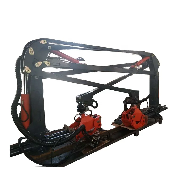 small hydraulic telescopic log grapple crane rotary arm crane with 3-point linkage with log grapple for log trailer tractor