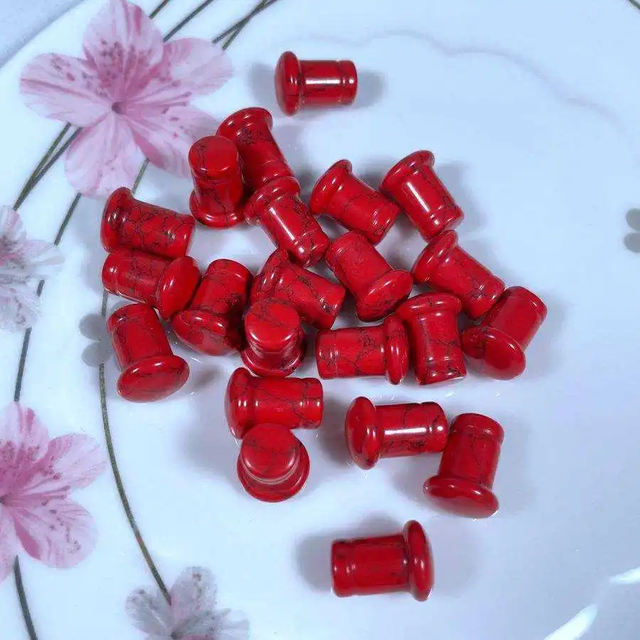 Hot Seller Red Turquoise Single Flare Plug with Groove Piercing Jewelry Ear Gauges Plugs