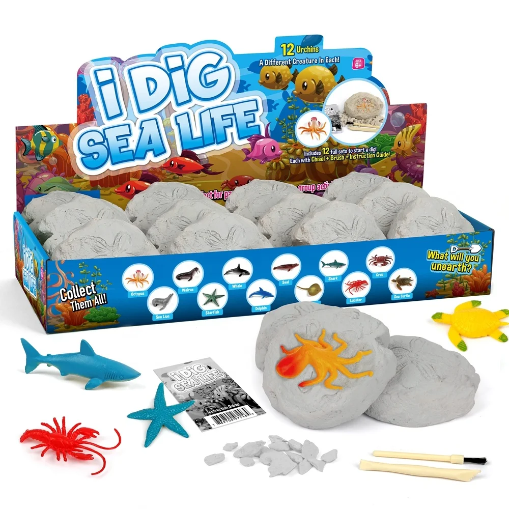 Educational Toys Funny Designs Safety Colorful Dig It Out Mini Plastic Sea Life Excavation eggs Kit Toy for Kids