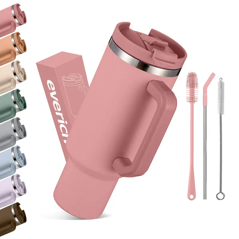 USA Warehouse Kids 40oz Sparkly Shimmer Holographic Glitter Blank Sublimation Tumbler Mug with Handle Straw For DIY