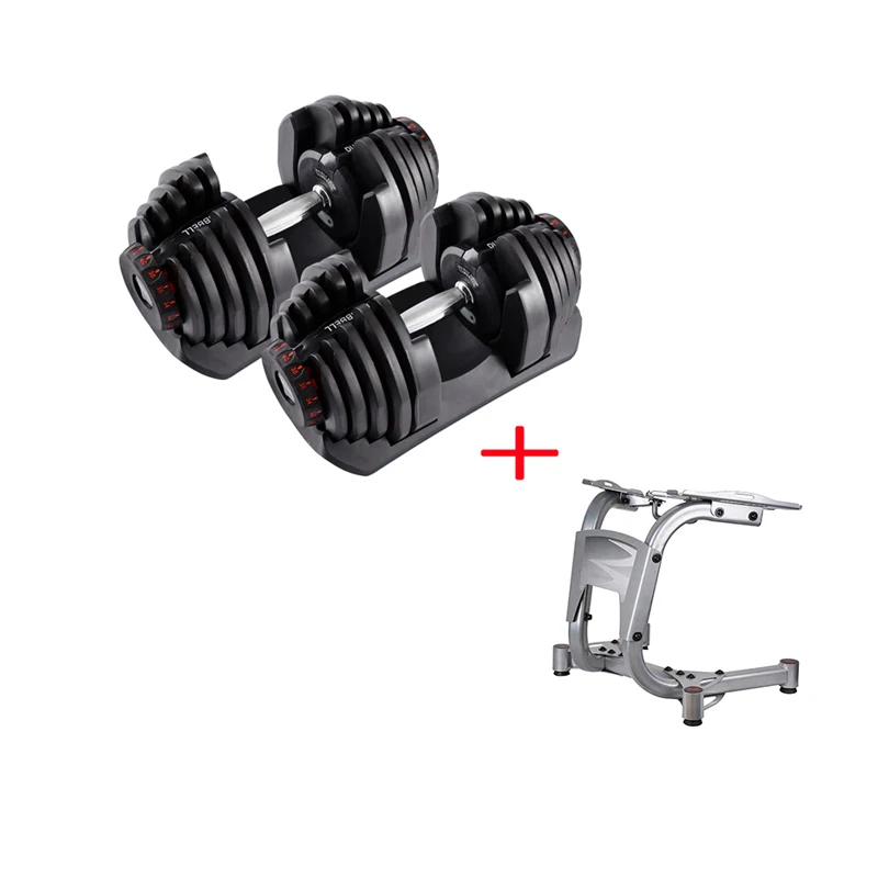 
Gym 52.5lb adjustable dumbbell set 24kg household 16 gears fast adjust automatic steel dumbbells 90LB Fitness equipments 