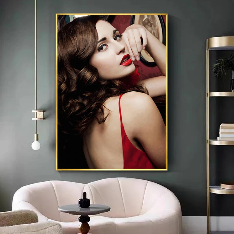 JZ Living Room Decorative Women Prints Picture Morden Girl Acrylic Artwork Crystal Porcelain Wall Paintings Portraits