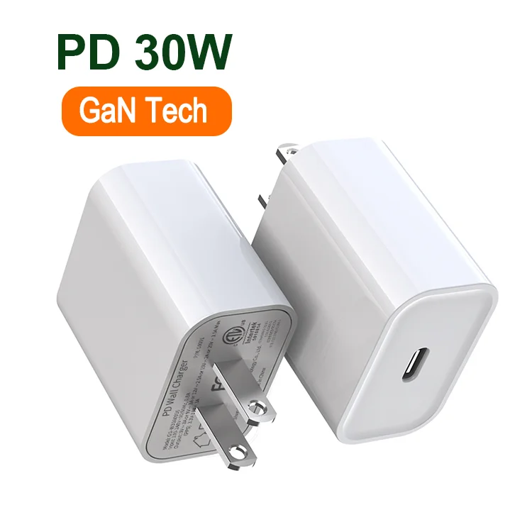 GOOD-SHE US AU EU UK Plug GAN PD 30W USB C adapter 33w pd wall gan charger for iphone macbook  ipad samsung fast charger adapter