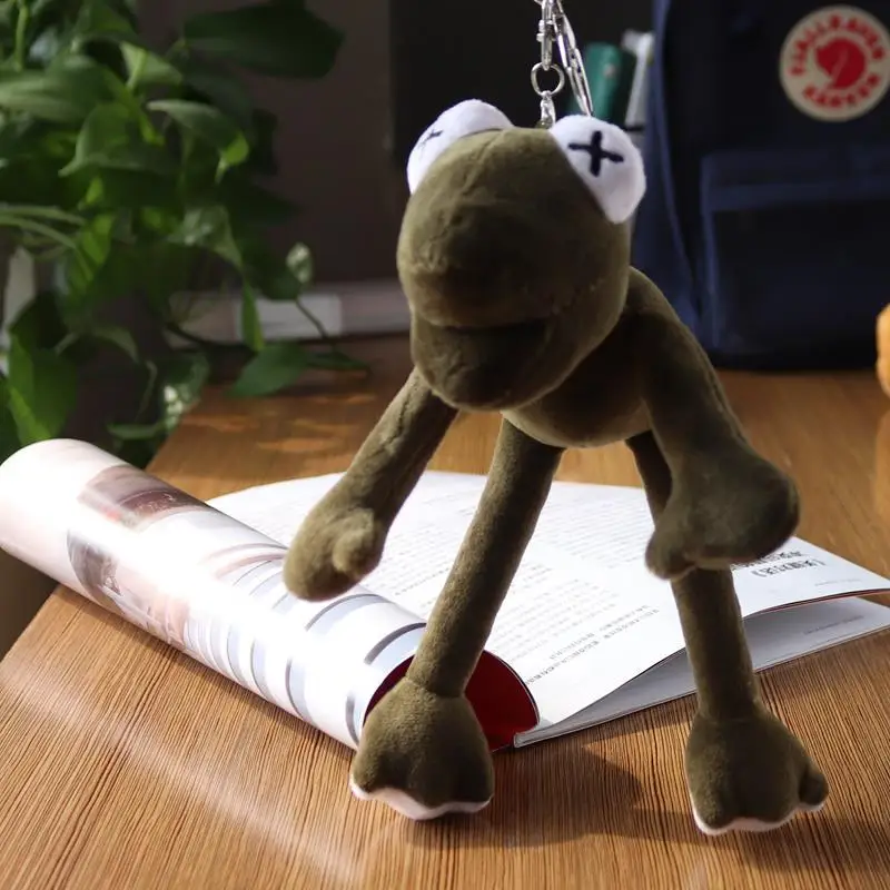 Kawaii Green Plush Frog Doll Buckle Rope Creative Cute Little Frog Key Chain Green Frog Keychain Toy