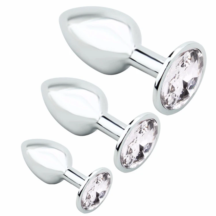 S-HANDE Adult Stainless Metal with Jewel Anal Plug Set Dilator Women fox tail Anal Plug huge butt plug