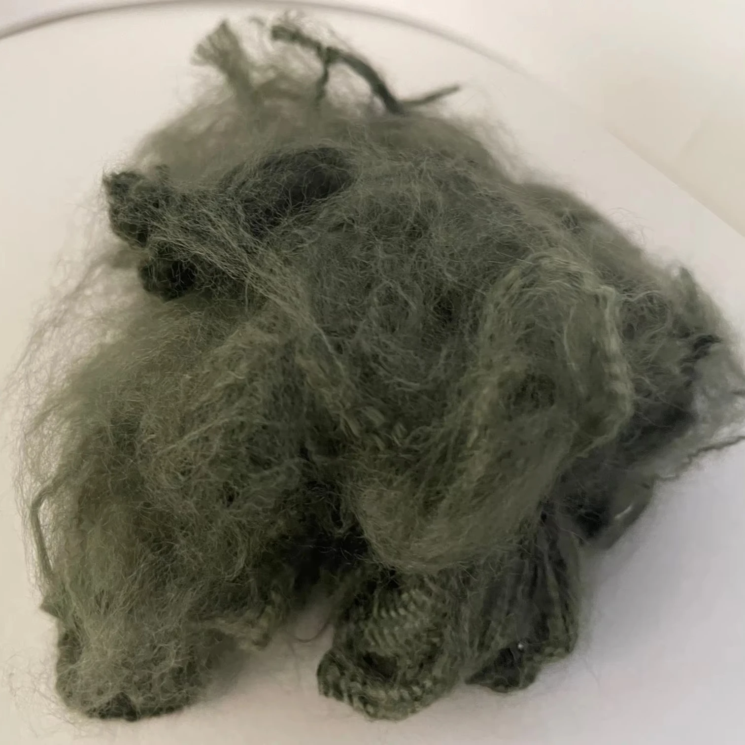 wear resistant meta aramid staple fiber army green