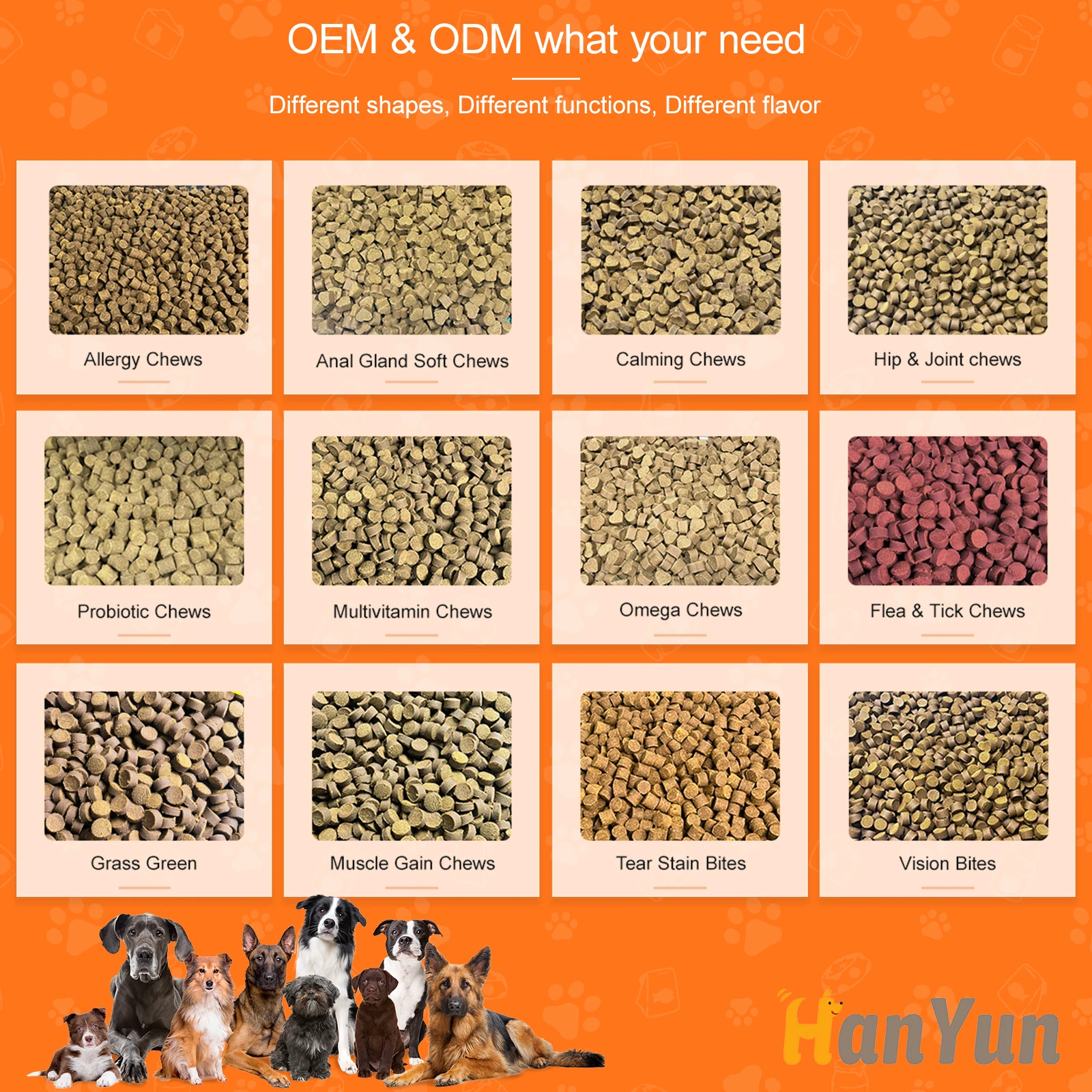 Hanyun OEM Tear Stain Support Soft Chews for Dogs -Health Multivitamin Dog Tear Stain-OEM/ODM Remover Organic Pet Supplement
