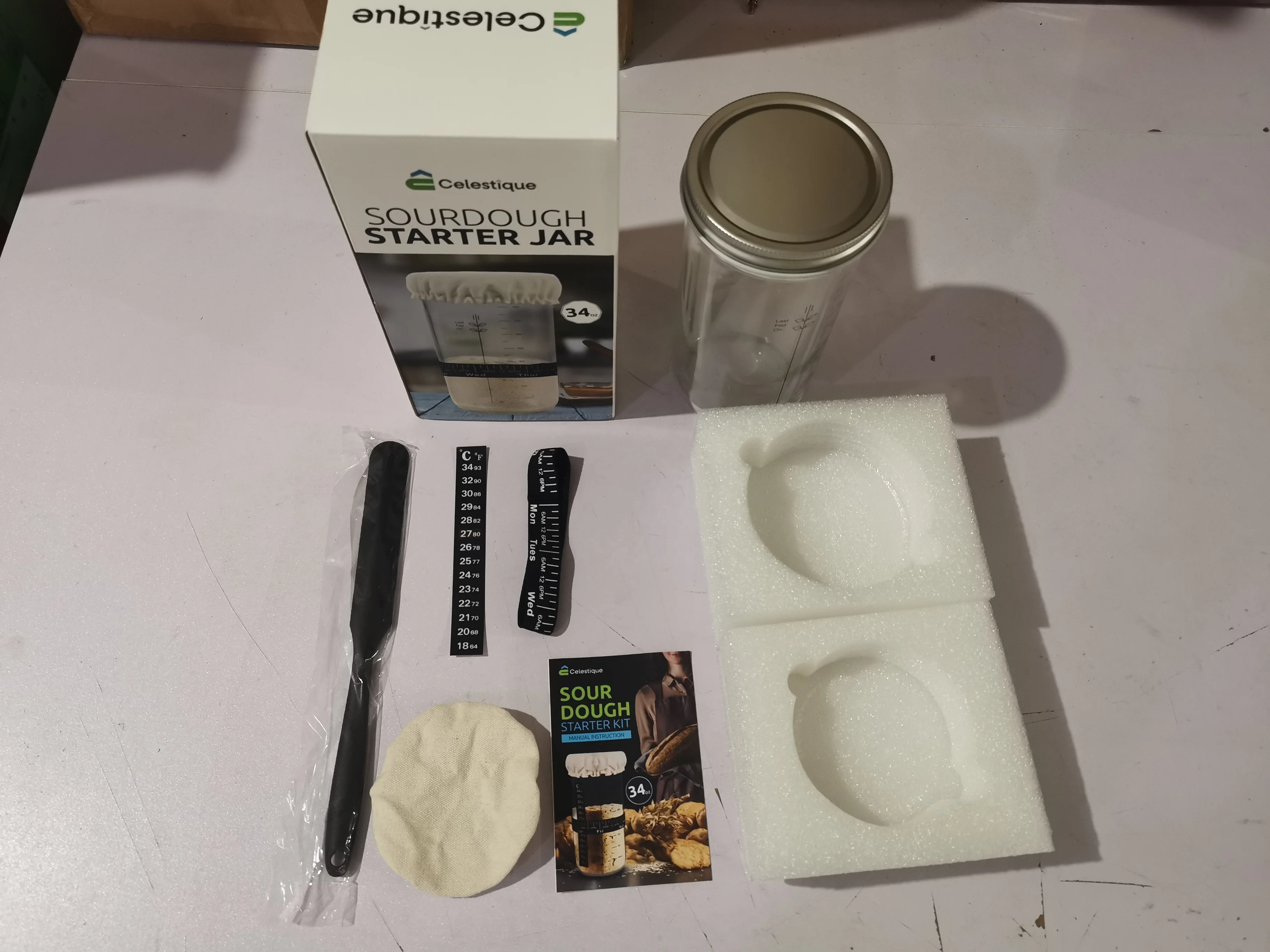 2024 New Product Ideas Eco-Friendly Sourdough Starter Kit Glass with sourdough starter jar kit Bread Proofing Basket Set