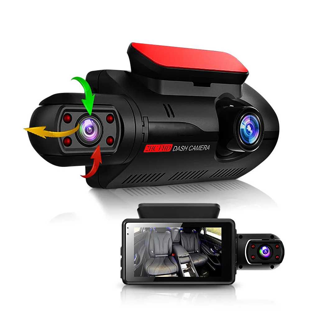 TOPU.Y 1080P Front 480P Inside Cabin Car Dash Camera 3inches IPS Dashboard Cam 4 IR LEDs driving recorder for Taxi