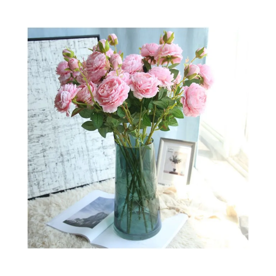 Silk Peony Bouquet Reasonable Price Artificial Peony Rose Flower Wedding Decorative Peony Artificial Flower Real Touch