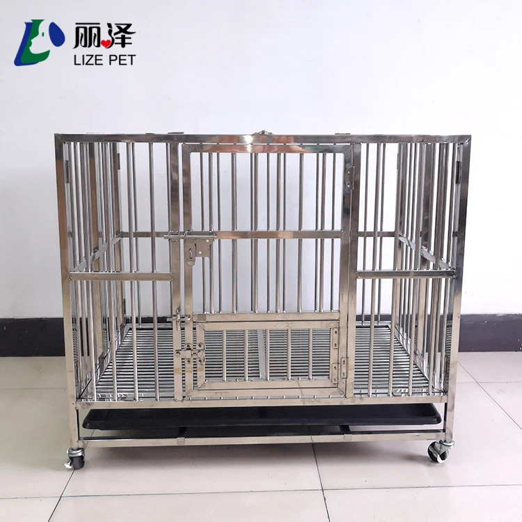 Dog Kennels Cages Wire Folding Crate Cage Strong Stainless Steel Enclosed Metal Sale Big Dogs Outdoor Collapsible Adult Pet 1pcs