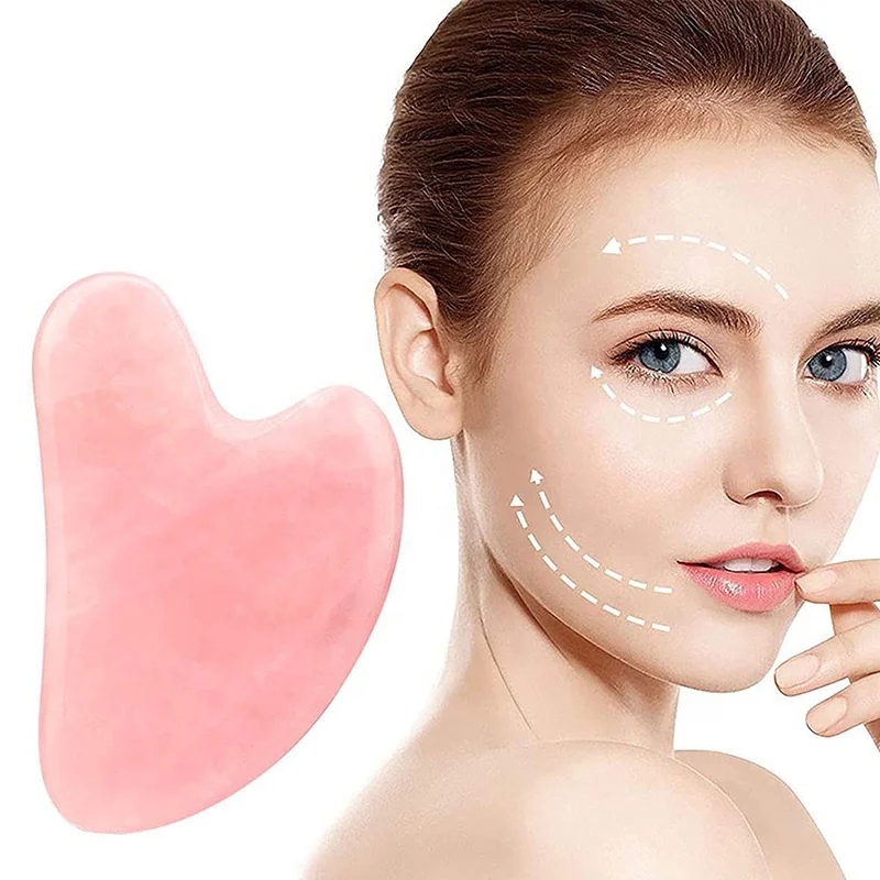 Rose Quartz Gua Sha Facial Lifting Skin Beauty Device SPA Acupuncture Point Therapy Natural Stone Guasha Scraping Massage Board