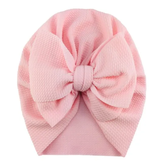 Wholesale 24 Colors Big Bow Knot Hairbands Waffle Fabric Baby Turban Headband Kids Fall Hats Hair Accessories