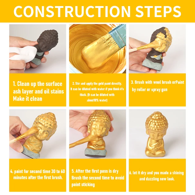 Easy-to-use Gold leaf paint wall painting Metallic Glitter Gold Paint