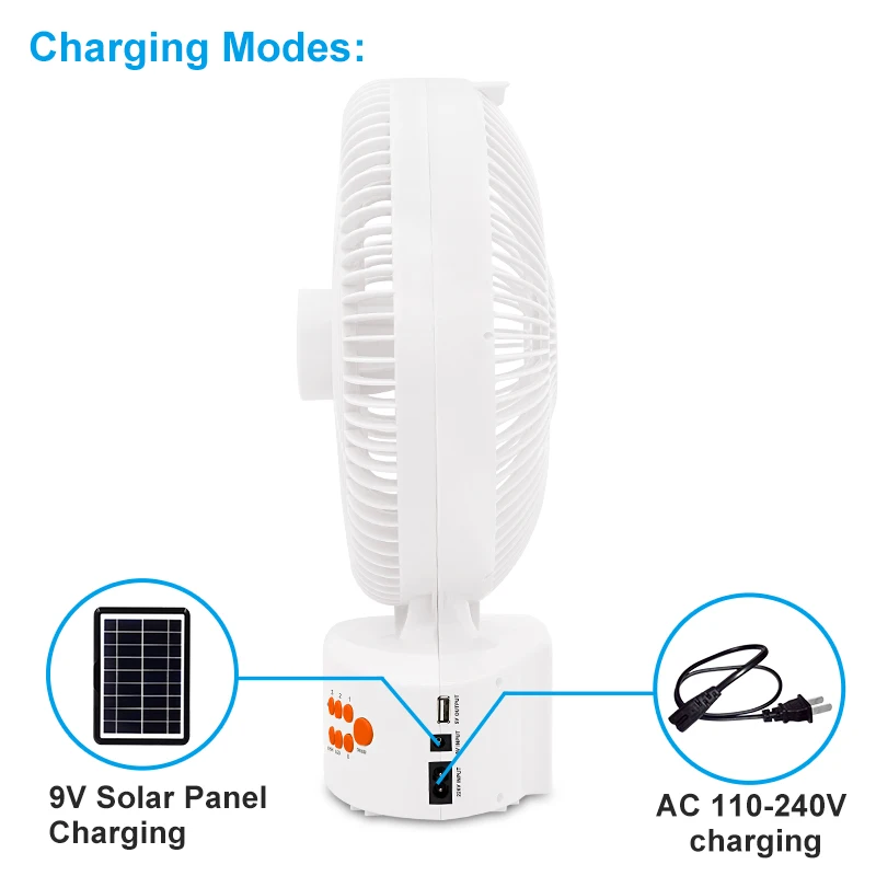 EP-312 Rechargeable Portable Personal Indoor Outdoor Desk Fan oscillate fan with led light