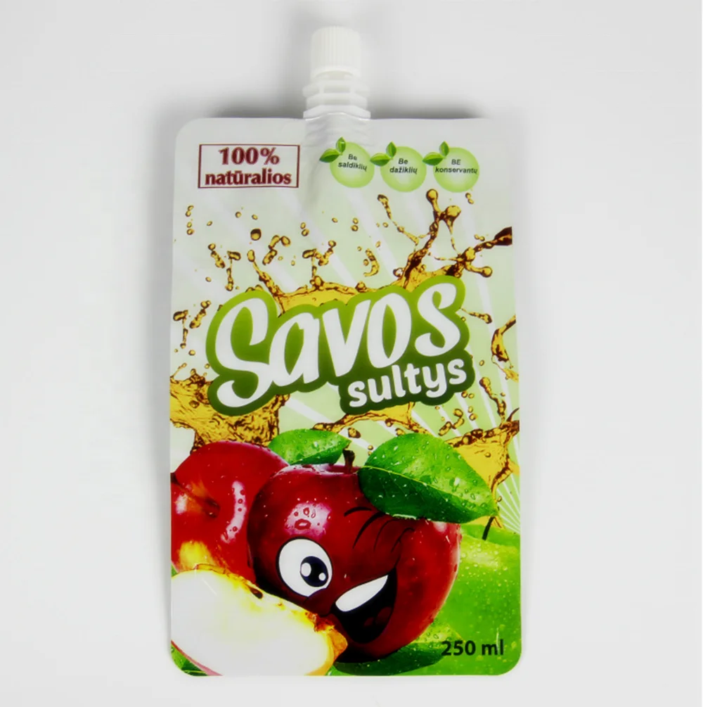 Plastic high quality clear liquid 500ml juice custom disposable label logo bag 8oz straw drink pouch