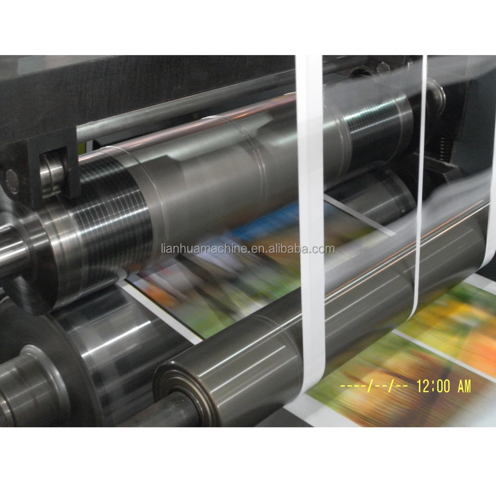 HJRY-850 4 Color Turn Bar Flexo Printing Sticker Carton Hamburger Paper Film Foil Flexographic Printer Machine