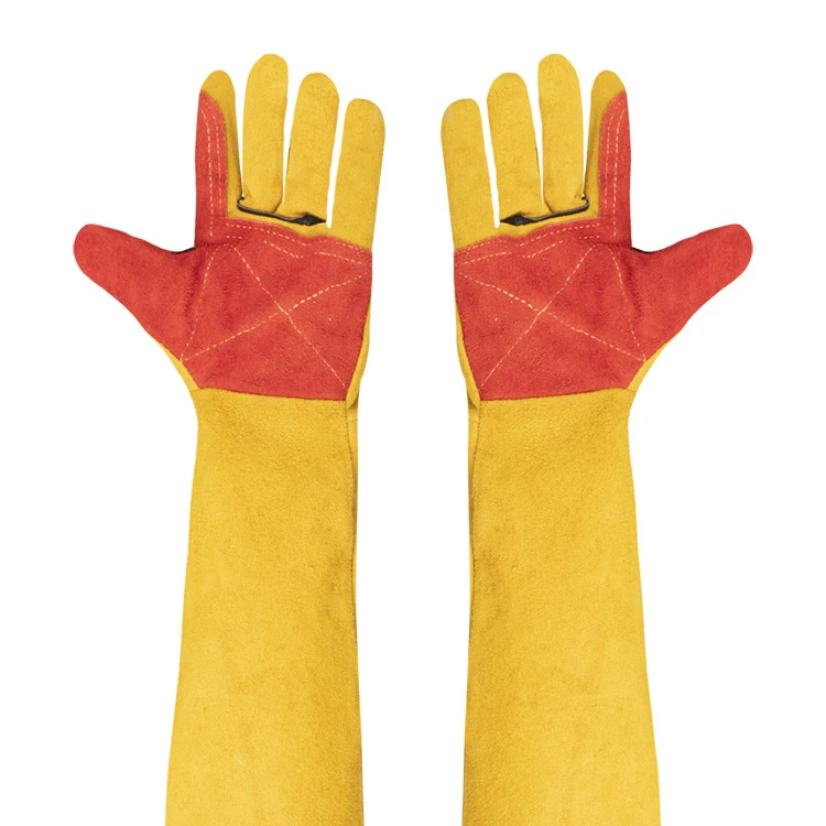high quality cheap wholesale cowhide leather working gloves welding heat insulation  gloves for work