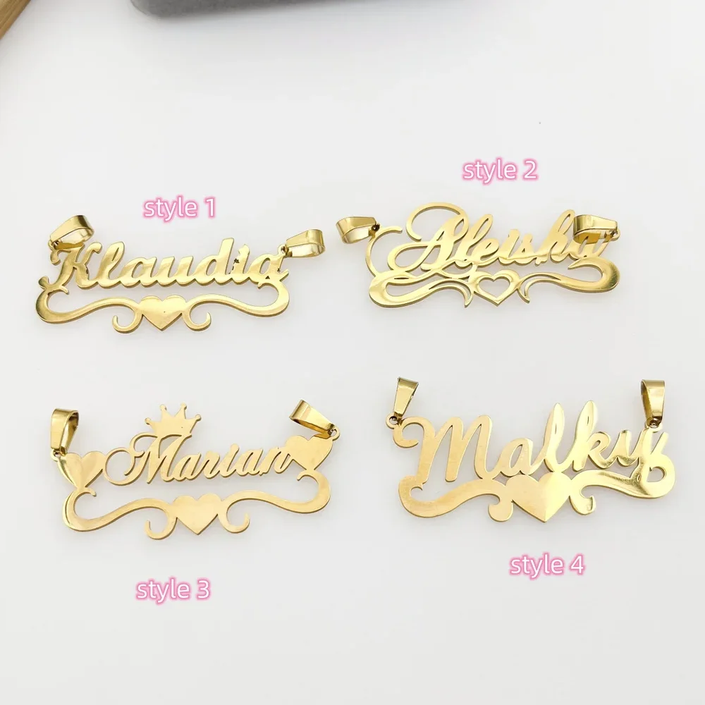 Personalized Custom Name Necklace Gold Plated Stainless Steel Jewelry Cuban Chain Double Plated Custom Name Necklace
