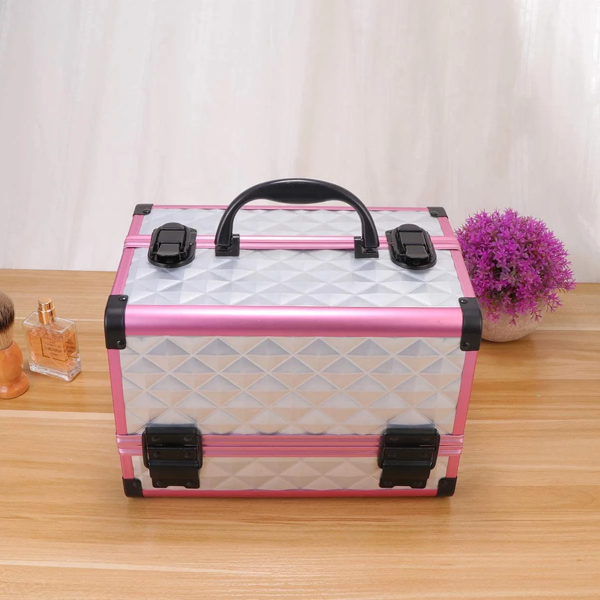 OEM Professional Portable Hard Train Makeup Case Aluminum Cosmetic Case Beauty Box