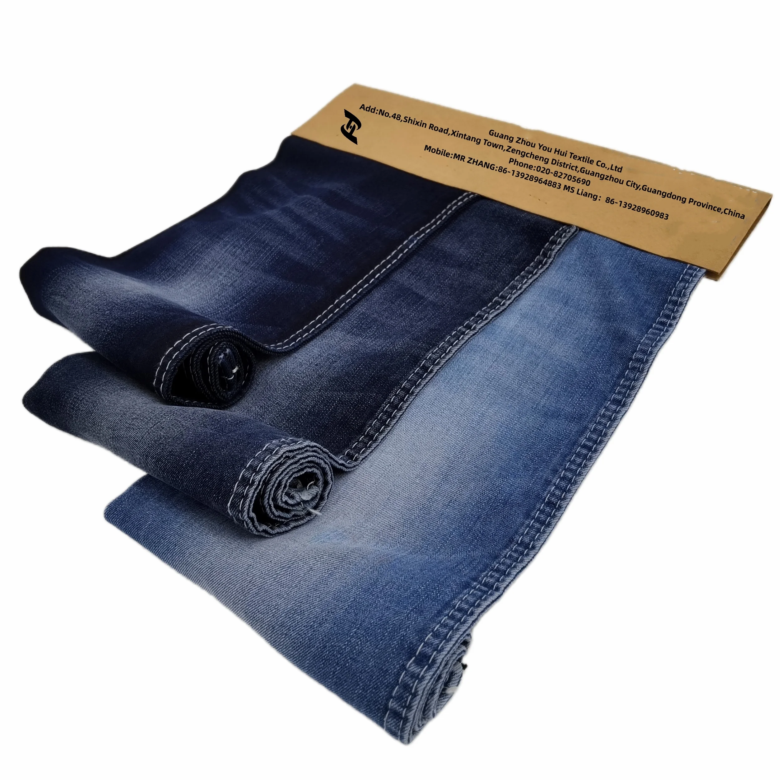 high quality stock lot 80% cotton TC spandex after washing Indigo Blue denim fabric for jeans