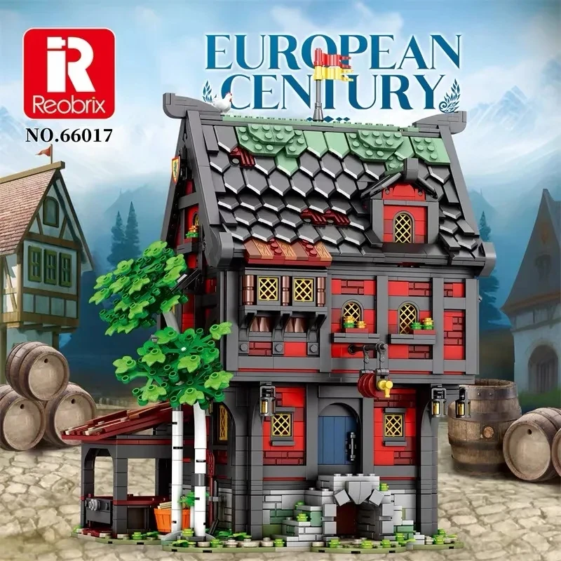 Reobrix MOC City Medieval Castle Tree House Model Plastic DIY Assembly Bricks Kit Jumbo Construction Building Blocks Toys Set