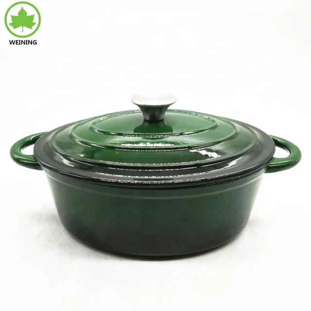 Factory Directly Hot Sale Oval Dutch Oven Metal Cast Iron Flower Pot With Double Handles Stewed Cooking Pot Cookware