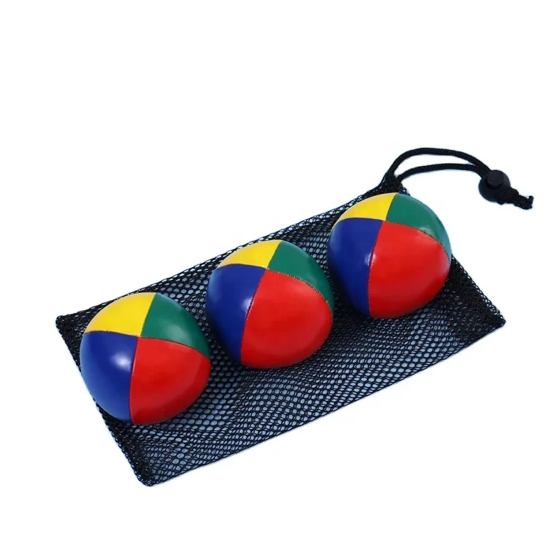 Low Price Bulk 4 Panels PU Leather Juggling Ball PU Stress Juggling Ball For Magic Circus Beginner Kids Playing Toy