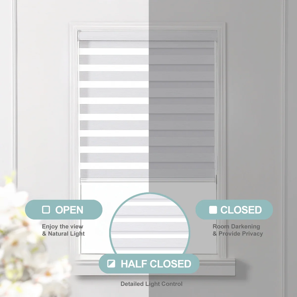 Day and Night Indoor Double Layer Zebra Roller Blinds Motorized Smart Electric Wifi Dual Layer Window Zebra Shade