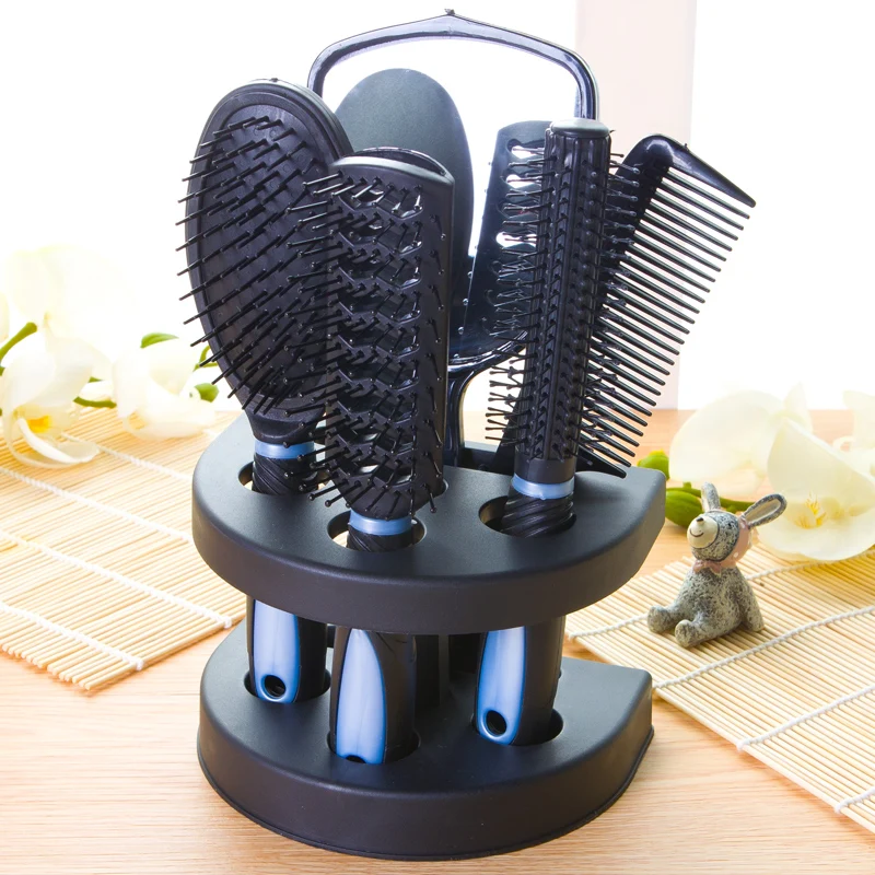 
Hair Comb Set Professional Salon Cutting Brushes Sets Comb Hair Brush Styling Tools Mirror And Holder Stand Set 5Pcs 