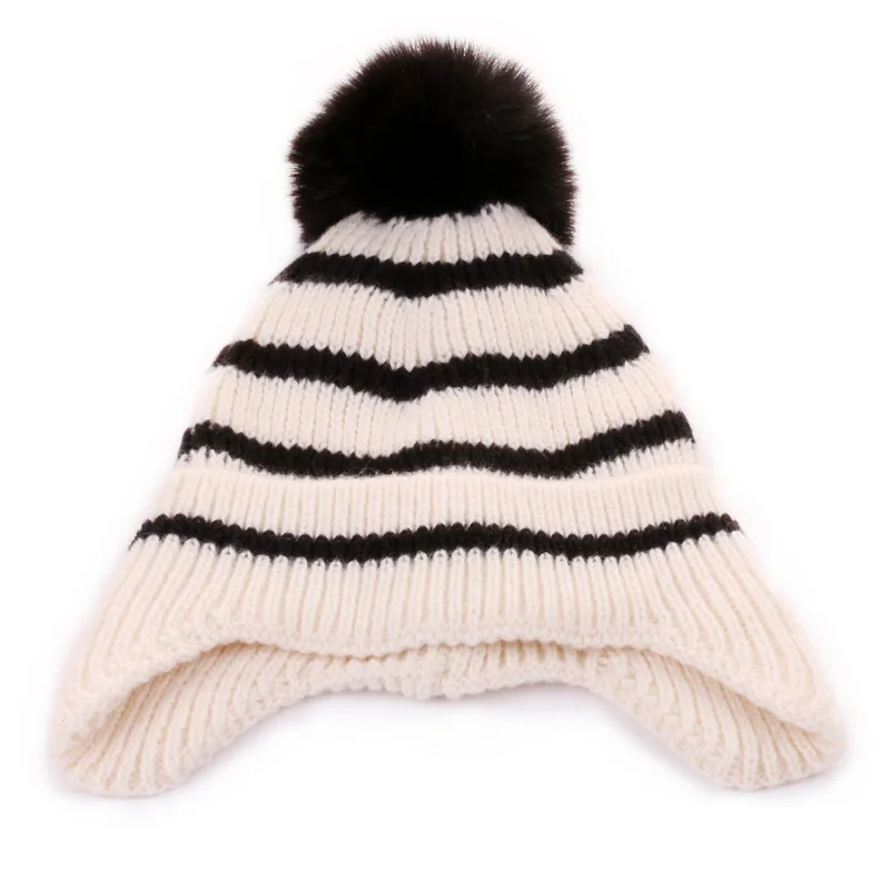 wholesale custom Kids Winter Hats for Newborn Boys Crochet Bonnet Toddler Girl Cap Children kids earflap beanies  Warmer Hat