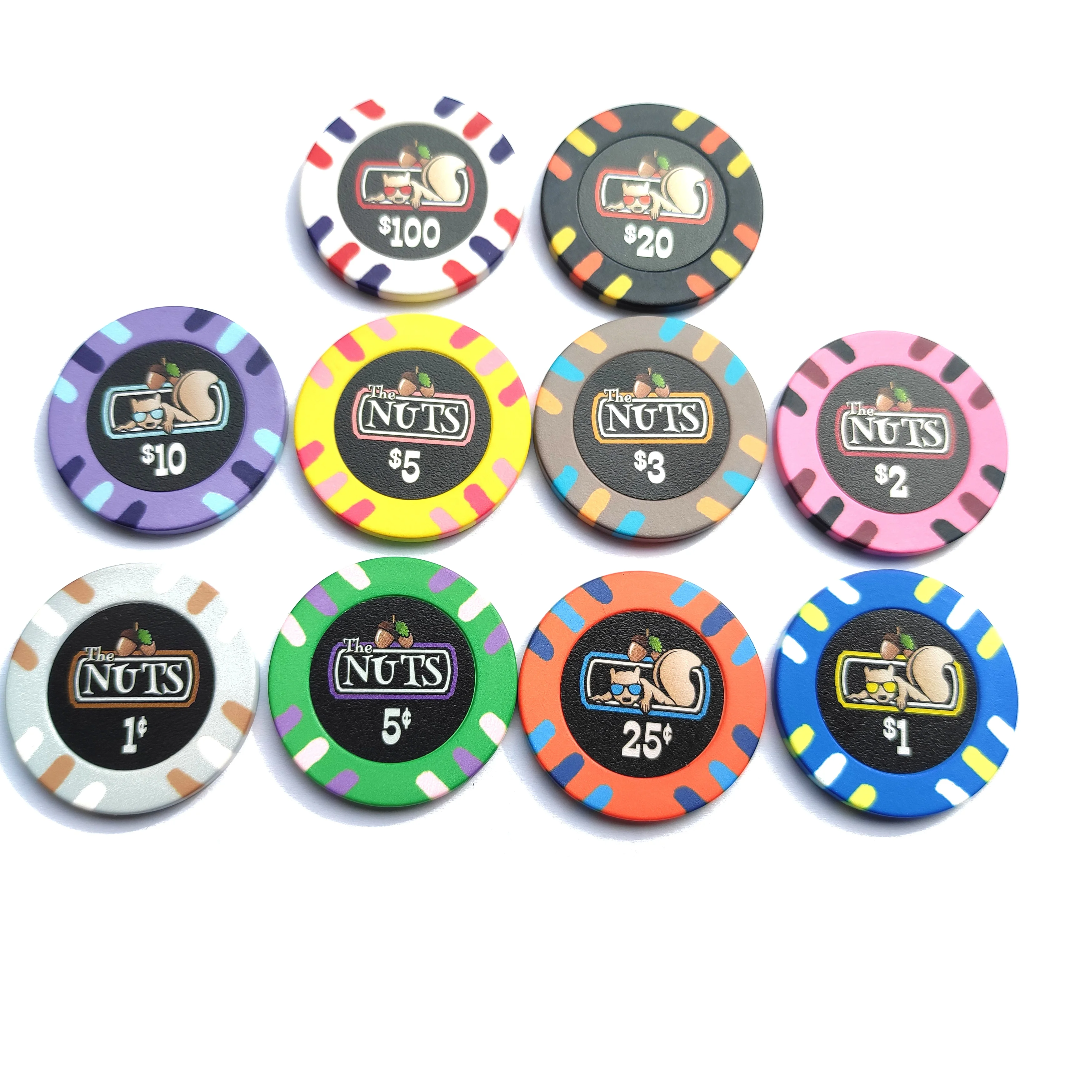 Sublimation hybrid  ceramic poker chip with 25.8MM sticker inlay