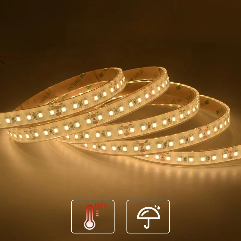 Sauna LED Strip 100 Celsius High Lumen 840LM 24V 8W SMD2835 LED Strip CRI90 IP67 10M For High Temperature Indoor 2700K 3000K