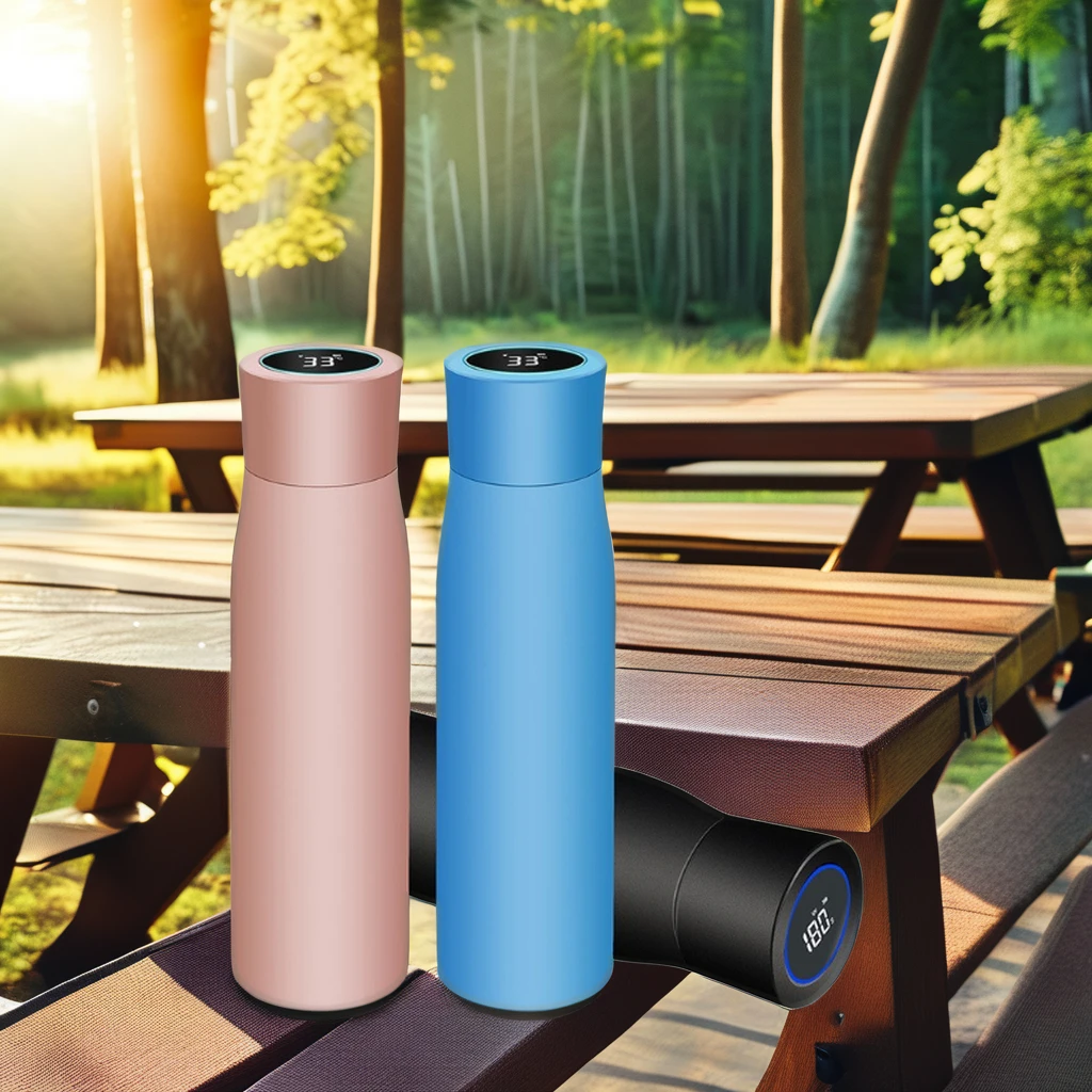 Top wholesale product 2024 UV smart water bottle self-cleaning thermos temp showing remind to drinking for sports