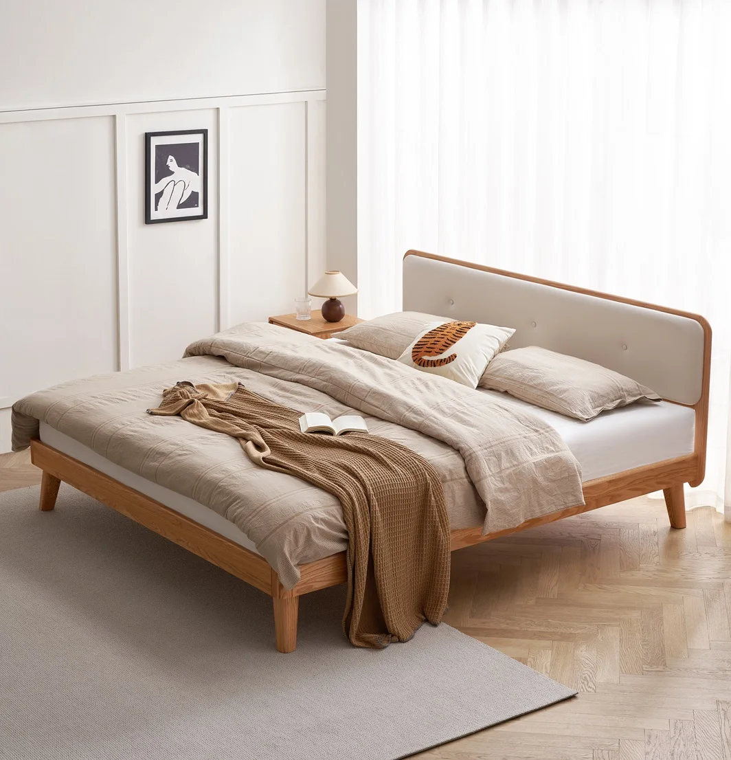 A1015 simple style designer bed comfort set solid oak wood double deck bed